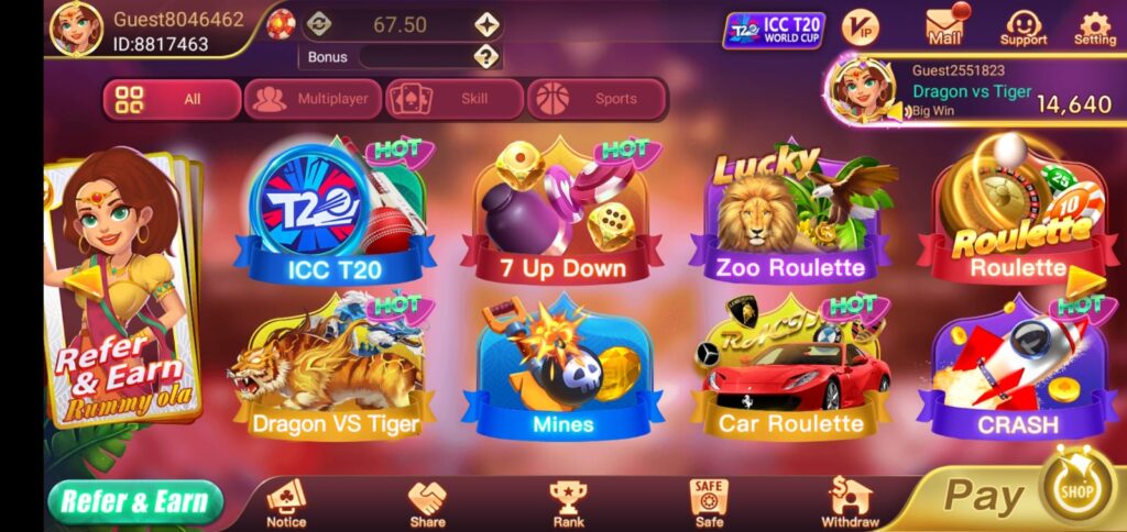 Available Games in Yes Teen Patti Apk